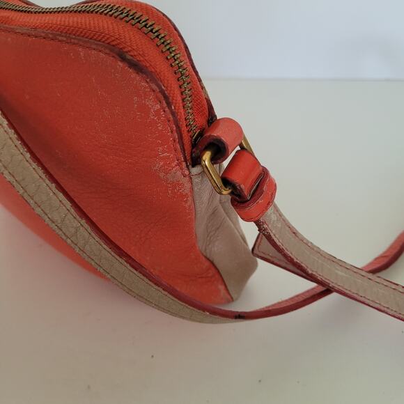 MARC JACOBS Small Shoulder Camera Bag Beige Red Pebble Leather Two Tone Fair - Picture 4 of 12